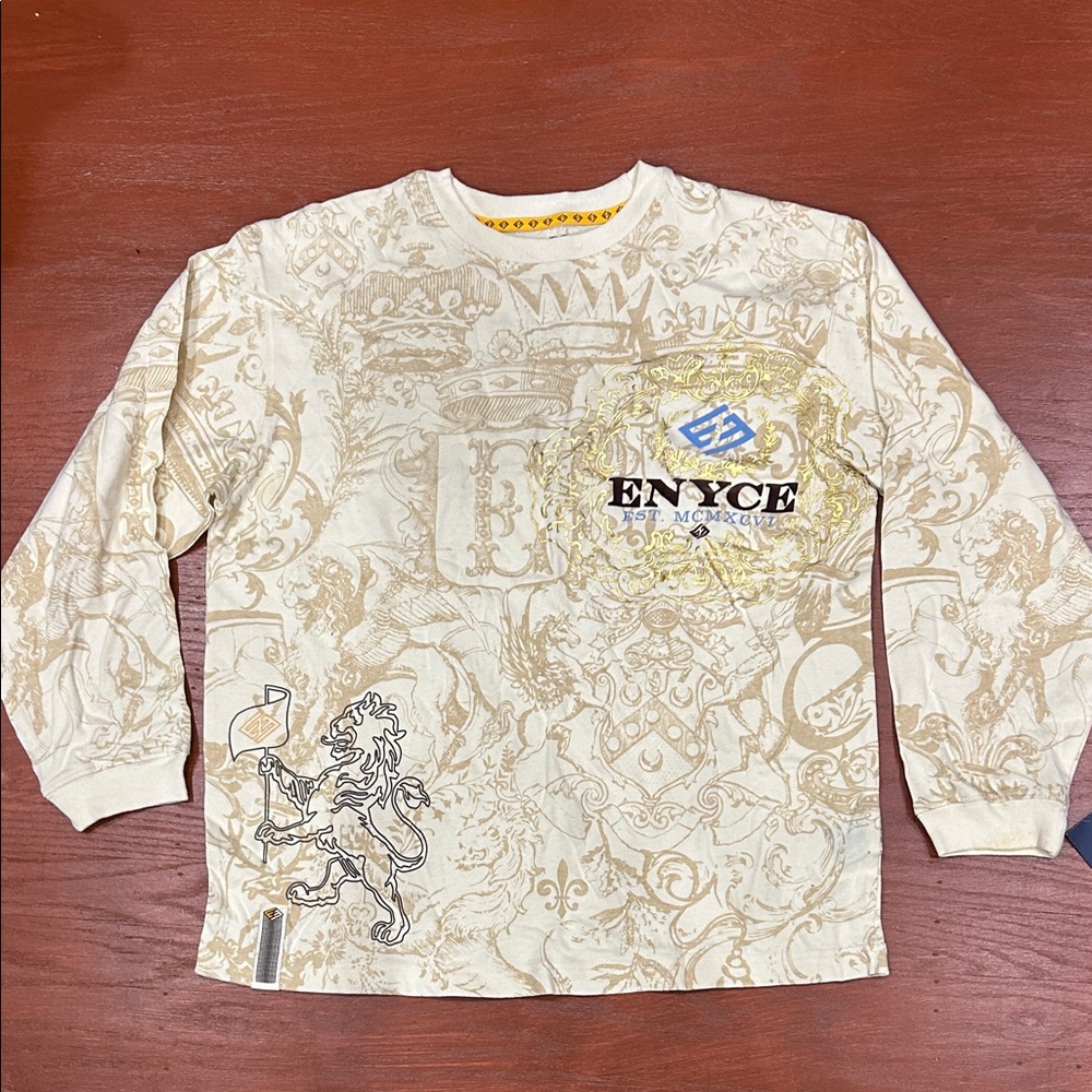 Enyce Cream and Gold Graphic Long Sleeve Tee